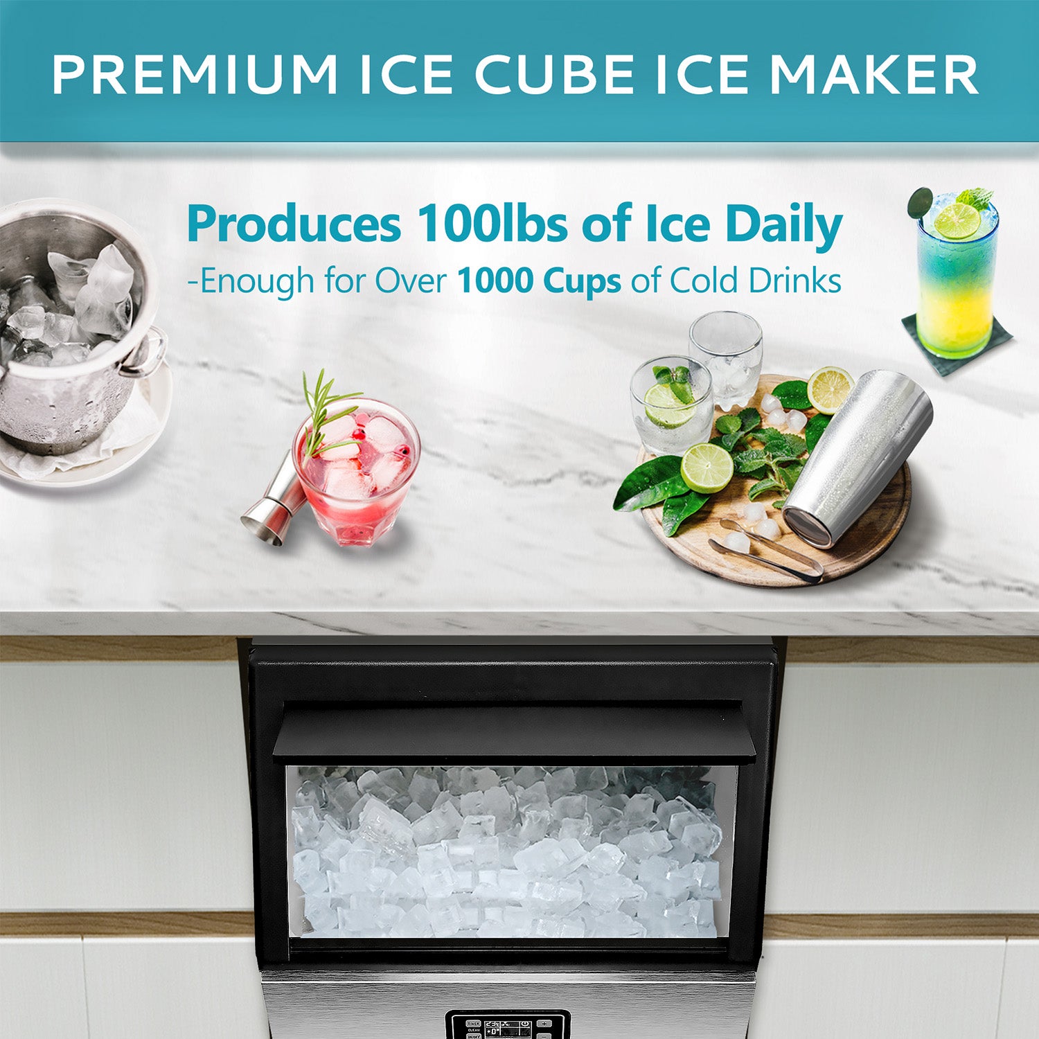 99Lbs/24h Commercial Ice Maker Machine Euhomy