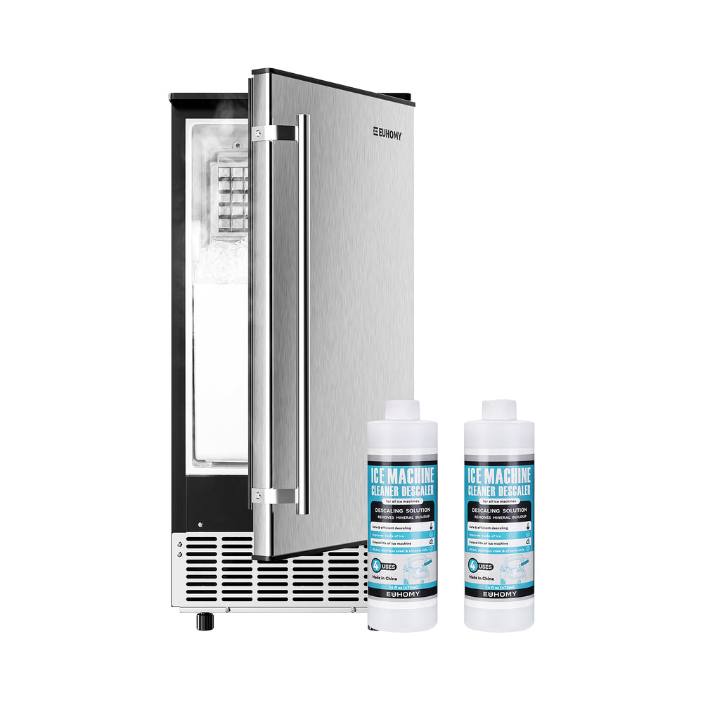 EUHOMY Free Standing Commercial Ice Machine 24LBS Fast Ice Making Includes 2 Bottles of Cleaner