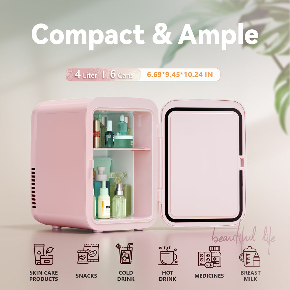 
                      
                        EUHOMY Mini Fridge, 4 AC/DC Small Refrigerator for Skincare, Portable Cooler and Warmer for Skin Care, Beverage, 4L Makeup Mini Fridge
                      
                    