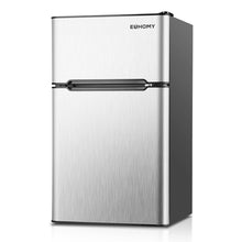 E EUHOMY 3.2 Cu.Ft Mini Fridge with Freezer, Dual Zone Cooling System, 7  Temperature Settings, Built-in and Free Standing Design, Black