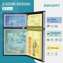 Euhomy 1.6 Cubic Feet Portable Freestanding Mini Fridge with Freezer