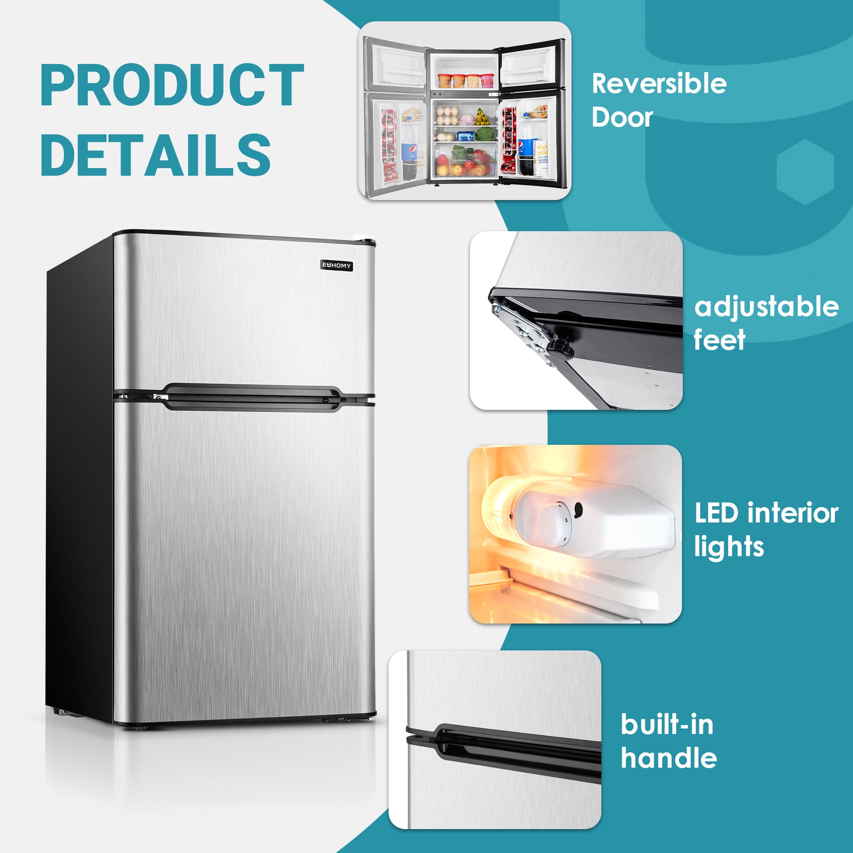 EUHOMY 18'' Nugget Ice Countertop Highefficiency Compressor Ice Maker