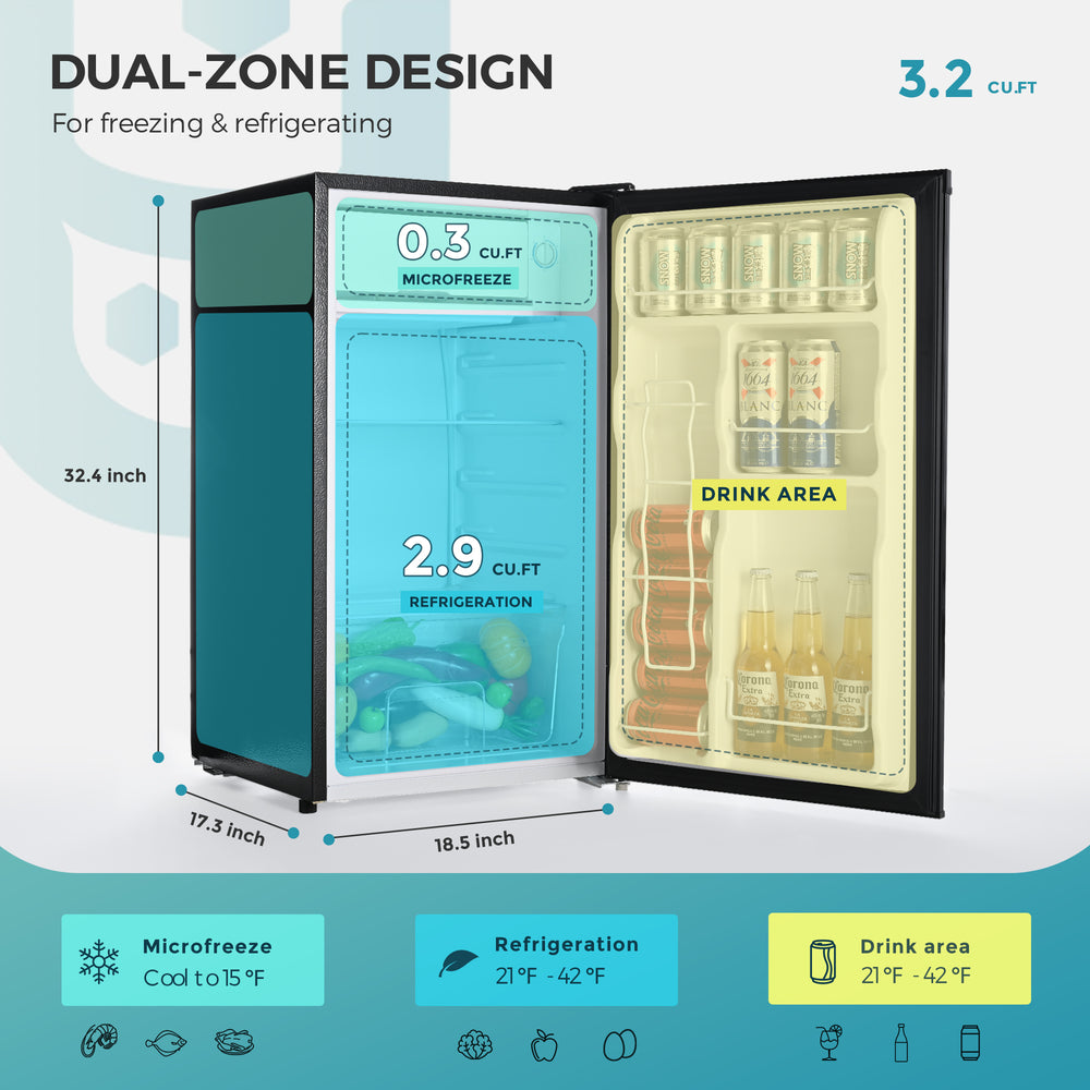 
                      
                        EUHOMY 3.2 Cu.Ft Mini Fridge with Freezer, Single Door Compact Refrigerator
                      
                    