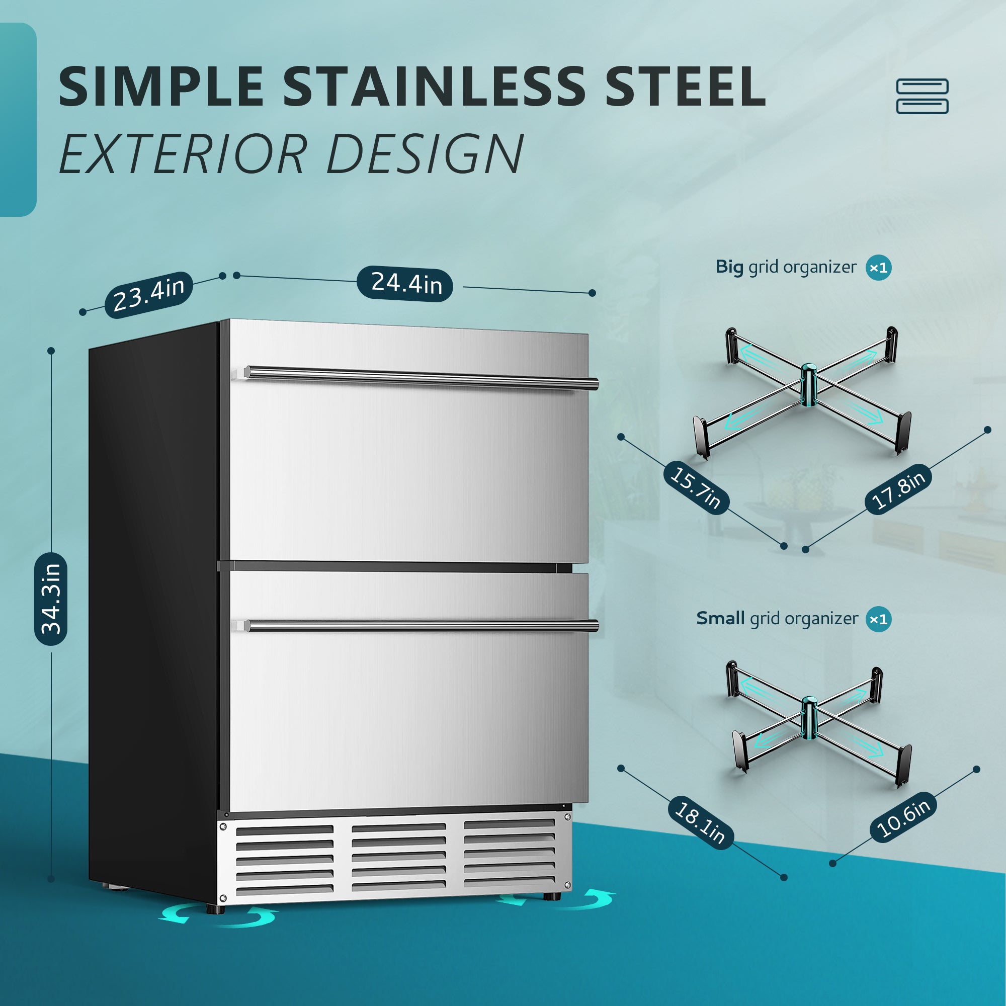 EUHOMY 24 Inch Beverage Refrigerator, 180 Can Under Counter Beer Fridg Euhomy