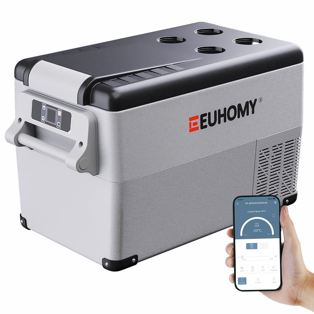 EUHOMY Fast Cooling Electric Cooler 12 Volt Black Gray Portable Car Refrigerator - Euhomy